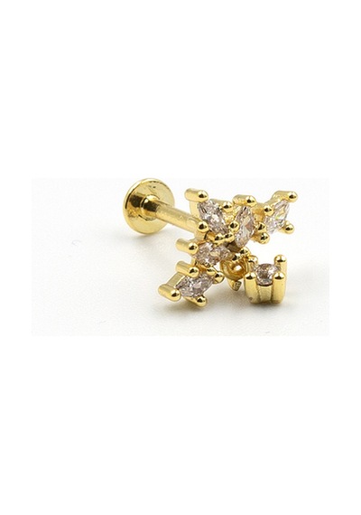 Gold Sallantılı Taç Tragus Helix Piercing - Anti Alerjik, Kararma Yapmaz Çok Renkli