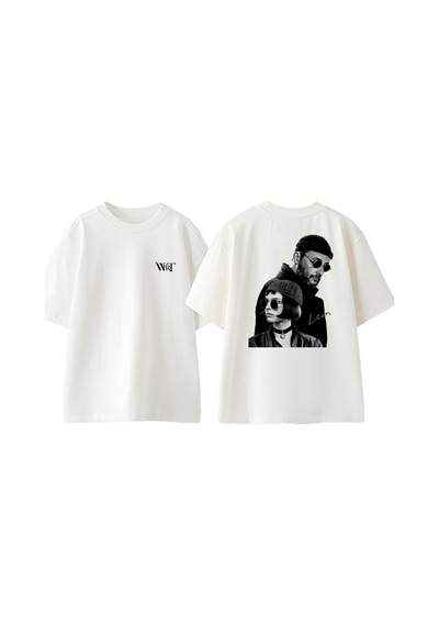 Thewert Leon Tasarım Sırt Baskılı Pamuk Beyaz Oversize T-shirt