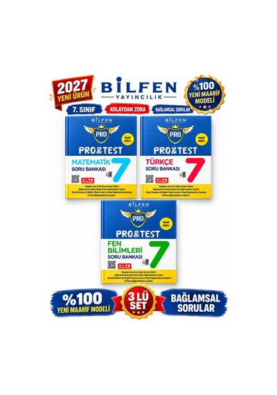 Bilfen 7.sınıf Protest 2027 Matematik -fen-türkçe %100 Maarif Model Bağlamsal Soru Bankası Seti