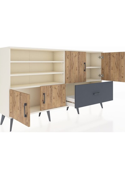 Arges Konsol 5 Raflı Tek Çekmeceli 4 Kapaklı 176x30x99 Aytaşı-çam Aytaşı-çam/antrasit Arges Konsol 5 Raflı Tek Çekmeceli 4 Kapaklı 176x30x99 Aytaşı-çam Aytaşı-çam/antrasit