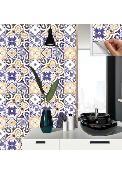 Tink KENDİNDEN YAPIŞKANLI KARMA MAVİ ÇİNİ DESENLİ PVC KARO 30X30 CM