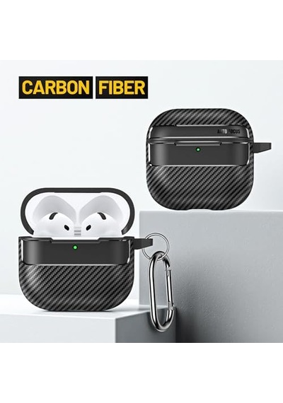 Airpods 4. Nesil Uyumlu Karbon Fiber Hybrid Polymer Technology Premium Kulaklık Kılıfı Siyah
