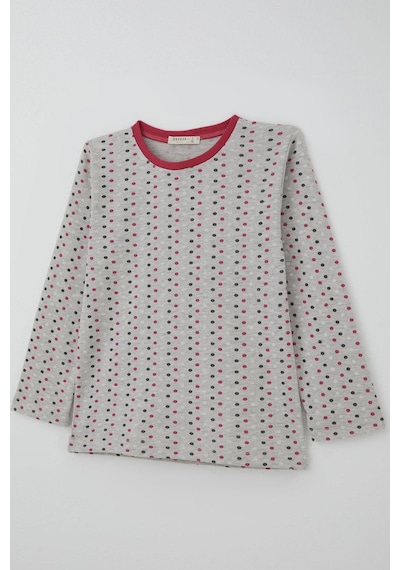 Breeze Kız Çocuk Pijama Takımı Renkli Puantiye Desenli 4-8 Yaş, Açık Gri Melanj Açık Gri Melanj