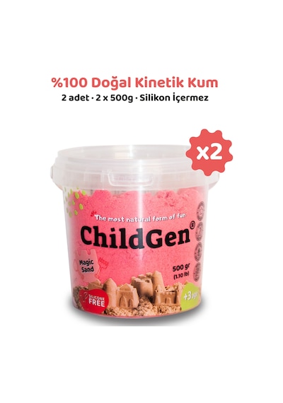 Doğal Kinetik Oyun Kumu 2x500gr - Pembe