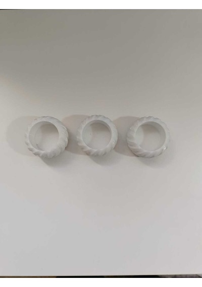 3 Lü Spiral Desenli Dekoratif Beyaz Mumluk Seti Modern Tasarım Beyaz