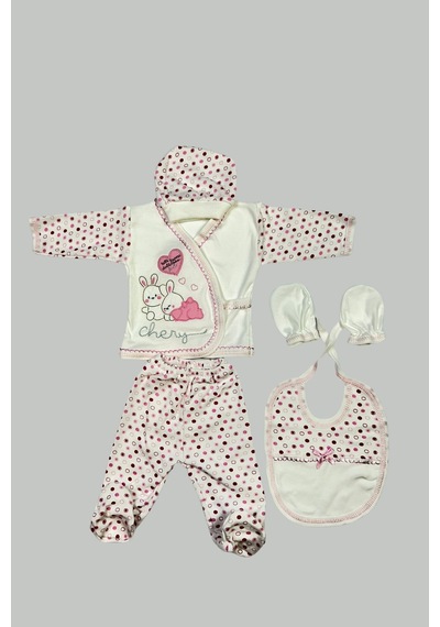 Betül Bebek 5li Ayıcıklı Pembe Hastane Çıkış Seti Pembe