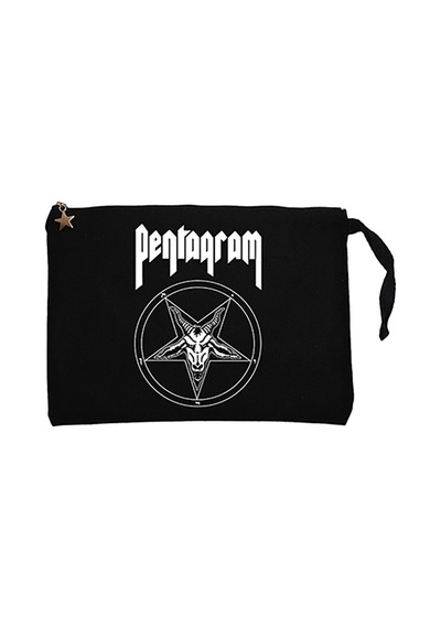 Pentagram Logo and Text 2 Siyah Clutch Cüzdan / El Çantası Siyah