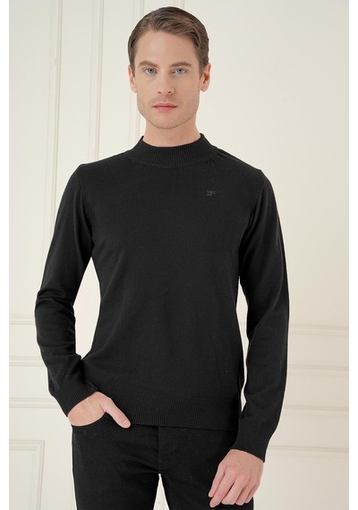 Efor Tr 876 Slim Fit Siyah Klasik Triko Siyah