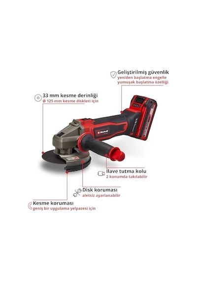 Akülü Avuç Taşlama Te-ag 18/125-2 Li 1 X 4.0 Ah Power X-change 18 V, 125 Mm Ø Disk, 33 Mm Kesme Derinliği, Yumu
