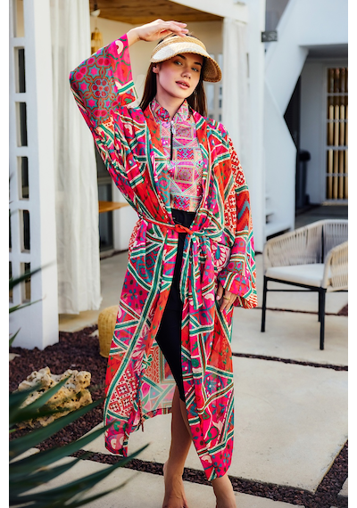 Remsa Mayo Remsa Tesettür Mayo Üzerine Tek Kaftan Kimono Pareo Pembe Rp031 Arzu Pembe