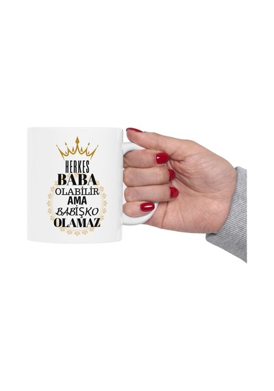 Herkes Baba Olabilir Ama Babişko Olamaz- Doğum Günü Hediyesi - Hediye Porselen Kupa Bardak Beyaz