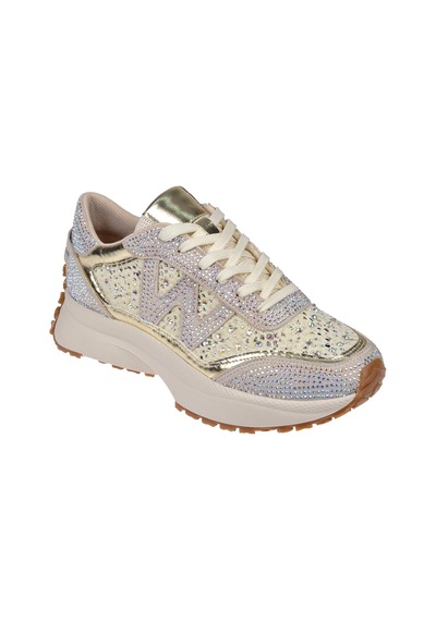 Sms Taş Detaylı Dantelli Kadın Spor Ayakkabı Sneaker Sms-83125 Bej Taşlı