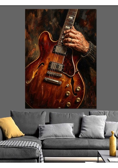Gitar Çalan Eller Müzik Tablosu Dekoratif Kanvas - Mdf Ahşap Tablo