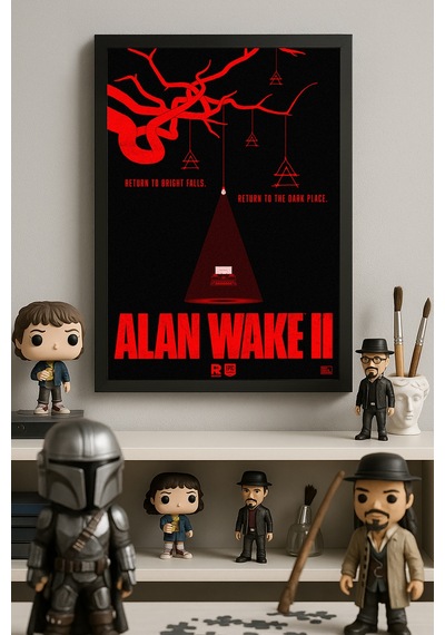 Alan Wake Siyah Ahşap Çerçeveli Poster, Dekoratif Oyun Duvar Tablosu
