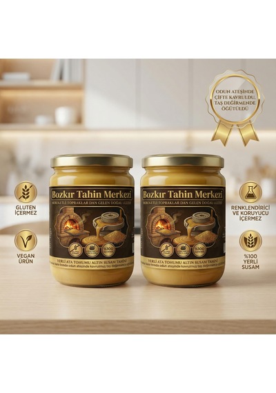 Bozkır Tahin Merkezi Ata Tohumu Altın Susam Kavrulmus Tahin 600 Gr X 2adet Taş Değirmen&katkısız