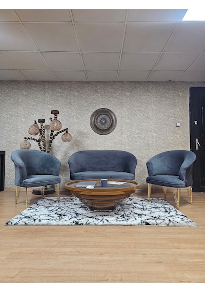 Zafir Teddy Takım Gold Kaplama Telli Ayak Çay Seti Koltuk - Berjer , Balkon, Salon, Ofis Füme Zafir Teddy Takım Gold Kaplama Telli Ayak Çay Seti Koltuk - Berjer , Balkon, Salon, Ofis Füme