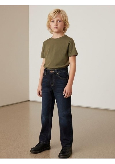 Zekids Erkek Çocuk Geniş Paça Denim Pantolon-16640 Renkli