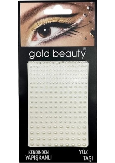 Gold Beauty 244 Adet Kendinden Yapışkanlı Inci Tırnak Taşı ve Yüz Taşı Vücut Taşı-8682376125031