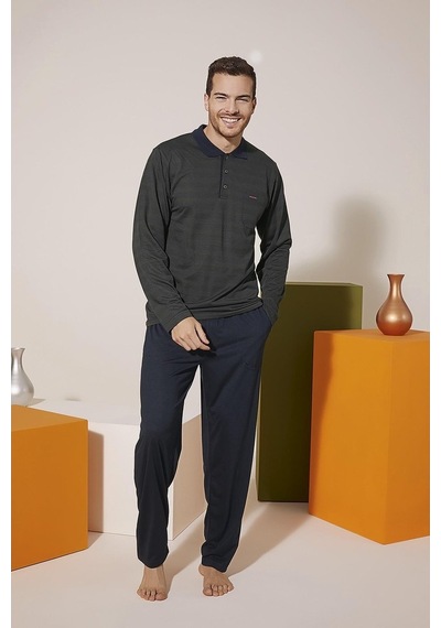 Kly 9213 Erkek Polo Yaka Pijama Takım