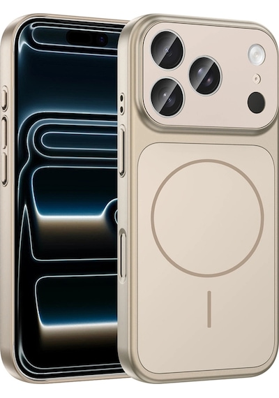 Apple Uyumlu iPad iPhone 17 Pro Kılıf Zore M-safe Şarj Özellikli Kamera Korumalı Formen Kapak Gold