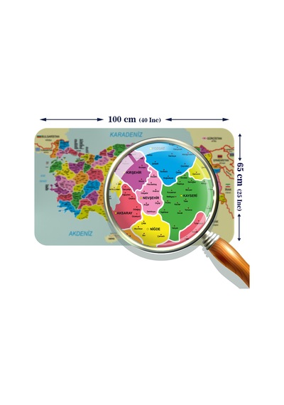 Eğitici - Öğretici Dünya Ve Türkiye Haritası Çocuk Odası Duvar Sticker-60x105-3885 Çok Renkli