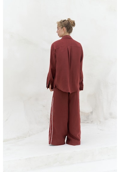 Mai Collection Mai Studios Co. Orchidea Oversize Kiremit Keten Gömlek Takım Kiremit