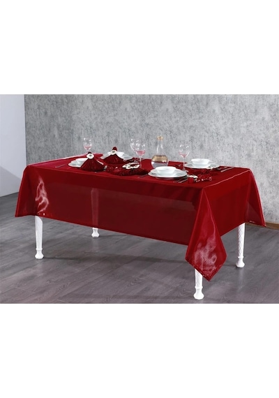 Kristal Monoray Kumaş A. Gri Sofra Takımı 8 Kişl. 160x220cm 17prç. - 724 Kırmızı