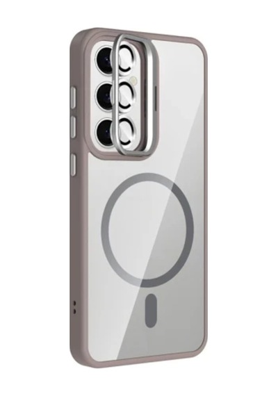 Galaxy S24 Fe İçin Uyumlu Standlı Ve Kamera Lens li Wireless Şarj Özellikli Ultra Lüks Kılıf