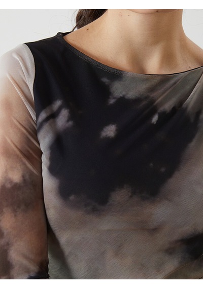 Lcw Vision Karışık Bisiklet Yaka Batik Desenli Kadın Bodycon Elbise Çok Renkli