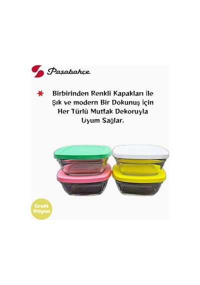 Pudding Silikon Kapaklı Cam Saklama Kabı 4'lü Kahvaltılık