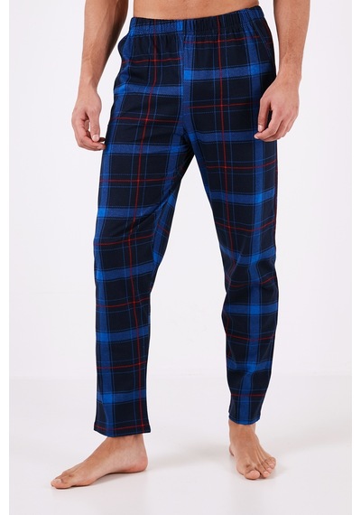 Buratti Ekoseli Pamuklu Regular Fit Kısa Kollu Erkek Pijama Takımı 6572006 Lacivert-Saks