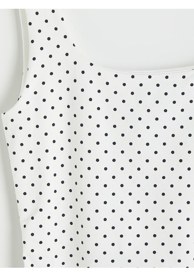 Lc Waikiki Lc Waıkıkı Beyaz U Yaka Puantiyeli Kadın Bodysuit