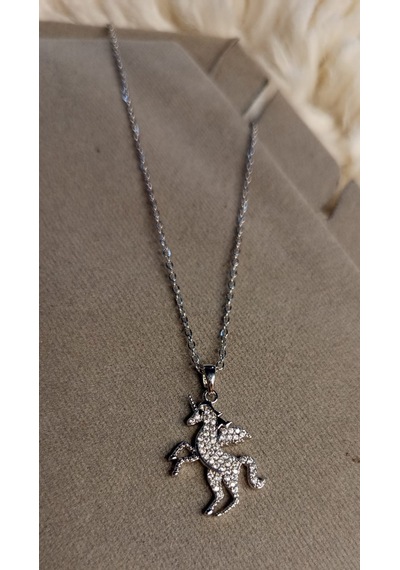 Beren Aksesuar Stainless Steel Unicorn Çelik Kolye Gümüş