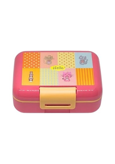 Bento 1600ml Lunchbox Sevimli Kedi Desenli Tek Katlı 2 Bölmeli Pp Plastik Sefer Tası Yemek Kutusu