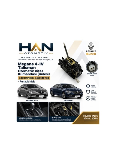 Mais Megane 4-ıv Talisman Otomatik Vites Kumandası Kulesi 349014pm0b-349014ey0b - Renault Mais