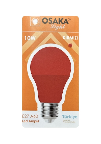 2 Adet Osaka 10w Kırmızı Işık E27 Duylu Kalın Duy Led Ampul