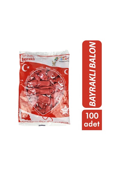 Atom Balon 12inc 100 Adet Bayraklı Standart