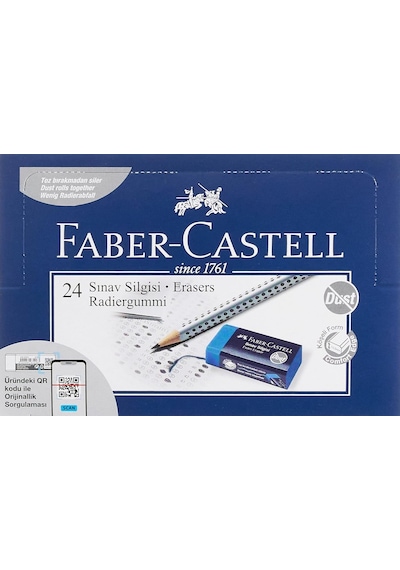 Faber-castell Sınav Silgisi, 24'lü, Mavi Renk, Kurşun Kalem İzlerini Kolayca Silen, Doğa Dostu Ve Kullanışlı Tas