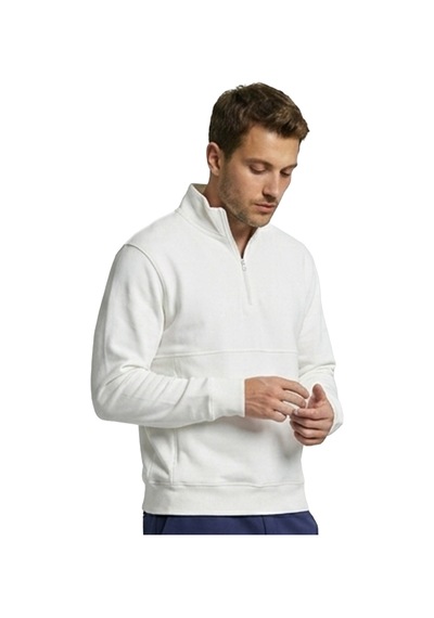 Sportive Nolan Zip Neck Erkek Beyaz Günlük Stil Sweatshirt 26ye0004-kbyz