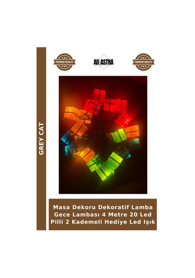 Masa Dekoru Dekoratif Lamba Gece Lambası 4 Metre 20 Led Pilli 2 Kademeli Hediye Led Işık Çok Renkli