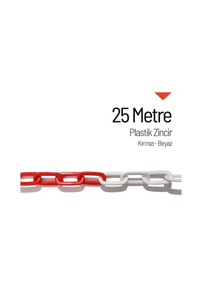 İleri Trafik Plastik Zincir Kırmızı-Beyaz 25 M