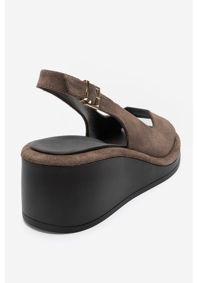 Luvi Shoes Orlena Vizon Süet Hakiki Deri Dolgu Topuklu Sandalet