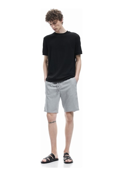 Koton Viskon Karışımlı Cep Detaylı Bermuda Slim Fit Beli Bağcıklı Şort Gri 5sam40017hw Gri