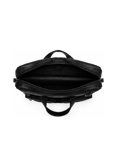 Levano Leather Hakiki Deri Erkek Laptop Ve Evrak Çantası 40x30x7 Cm Siyah Çok Bölmeli Fermuarlı İş Çantası Siyah