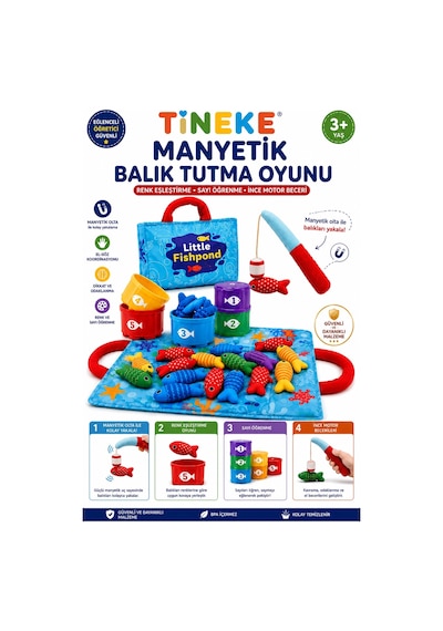 Tineke Manyetik Balık Tutma Oyunu Renk Eşleştirme Ve Sayı Öğrenme Eğitici Oyuncak 3+ Yaş