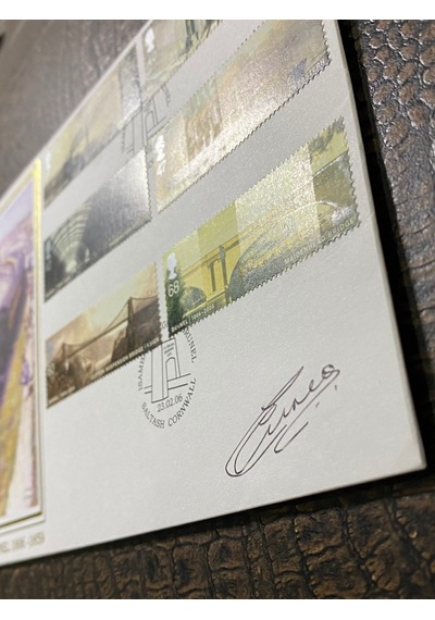 İngiltere Köprü Mimarı İsambard Kingdom Brunel Tren Köprüleri Temalı 2006 Limitli, Islak İmzalı, Tam Seri Pullu Buckingham Zarf Limited No: 279/350