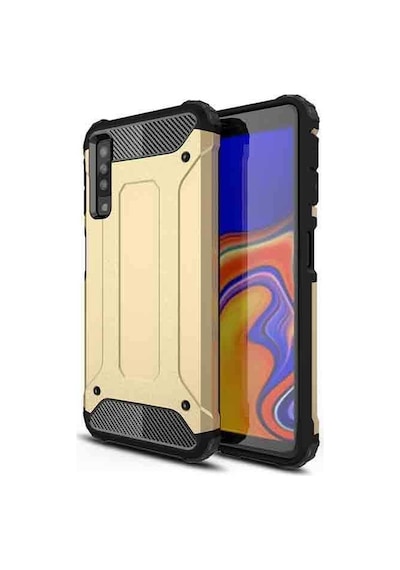 Noktaks - Samsung Galaxy Uyumlu A7 2018 - Kılıf Çift Katman Zırh Tank Crash Military Kapak - Gold