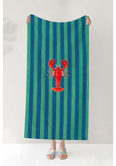 Yengeç Temalı Çizgili Marine Plaj Havlusu - Turkuaz Lacivert Denizci Hızlı Kuruyan Mikrofiber Havlu Pastel İncisi Yengeç Temalı Çizgili Marine Plaj Havlusu - Turkuaz Lacivert Denizci Hızlı Kuruyan Mikrofiber Havlu Pastel İncisi