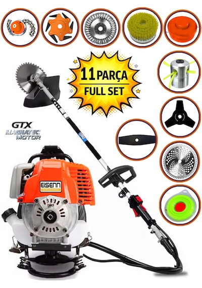 Eisenn German GX-11 Maxtorq Sırt Tipi Benzinli Ot Çalı Çim Biçme Tırpanı + Tam Takım Halı Yıkamalı