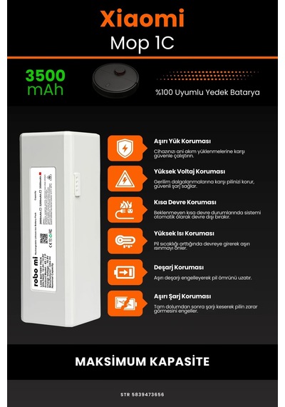 Xiaomi Mi Vacuum Mop 1c 3500mAh Robot Süpürge Bataryası